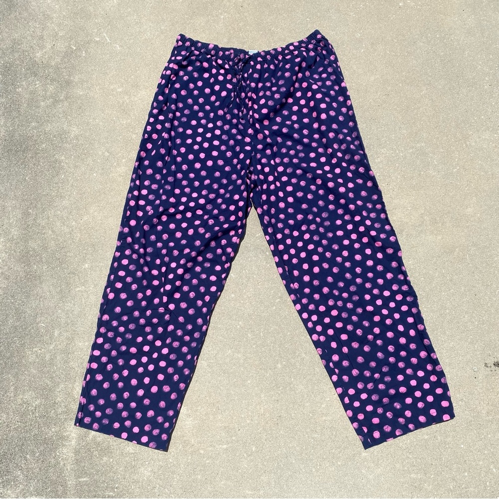 100% Cotton Navy Blue with Pink Polka Dot Pajama Pants